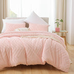 YIRDDEO Pink Full Size Comforter Set 3Pcs, Boho Blush Full Comforter Set Farmhouse Full Size Bedding Set, Vertical Tufted Full Bed Set, Lightweight Neutral Full Bedroom Set (1 Comforter 2 Pillowcase) - Grand Goldman