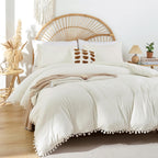 YIRDDEO Queen Comforter Set - Comforter Queen Size Sets with Ball Pom Fringe, Soft Bedding Set for All Seasons - 3 Pieces, 1 Comforter (90"x90") & 2 Pillow Shams (20"x26"), Sage Green - Grand Goldman