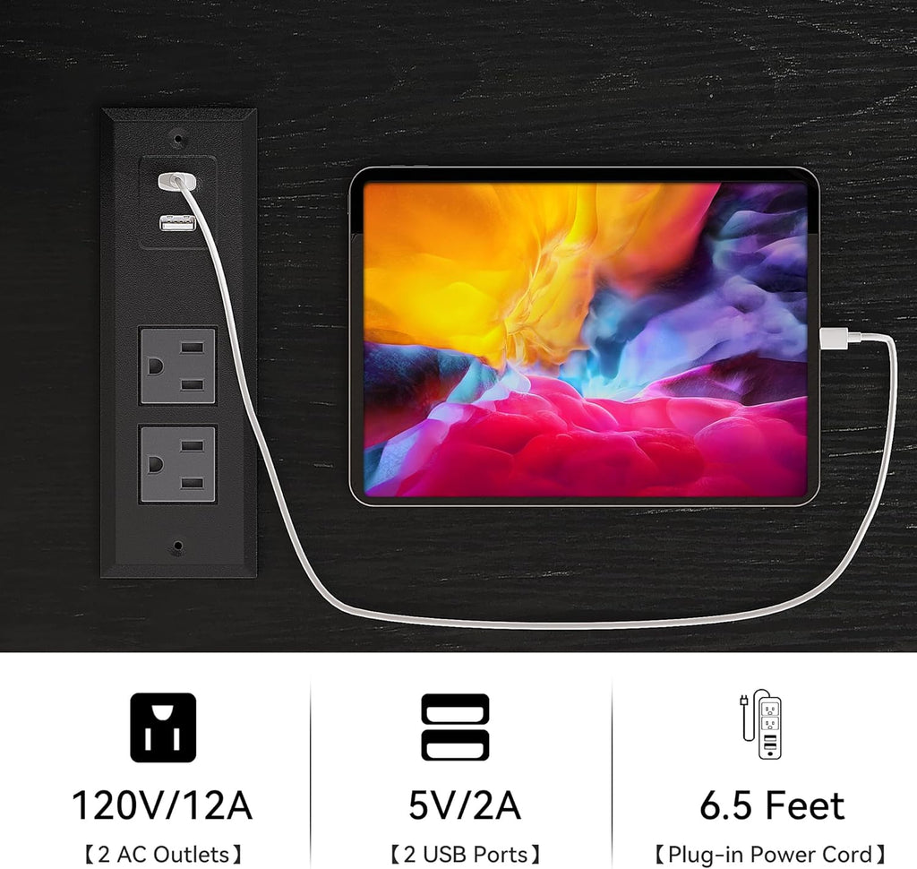 YITAHOME 47" Farmhouse Buffet Cabinets with Sliding Barn Door, Coffee Bar with Goblet Holder & Power Outlet, Sideboard Buffet Cabinets with Storage for Kitchen, Living Room (Black Oak) - Grand Goldman