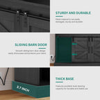 YITAHOME 47" Farmhouse Buffet Cabinets with Sliding Barn Door, Coffee Bar with Goblet Holder & Power Outlet, Sideboard Buffet Cabinets with Storage for Kitchen, Living Room (Black Oak) - Grand Goldman