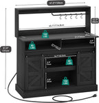 YITAHOME 47" Farmhouse Buffet Cabinets with Sliding Barn Door, Coffee Bar with Goblet Holder & Power Outlet, Sideboard Buffet Cabinets with Storage for Kitchen, Living Room (Black Oak) - Grand Goldman