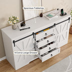 YITAHOME 60" Farmhouse Large Buffet Sideboard, Buffet Cabinet with 2 Barn Doors and 4 Drawers, High Buffet Table Coffee Bar Storage Cabinet Wine Bar for Dining Room, Living Room, 32" in Height, White - Grand Goldman