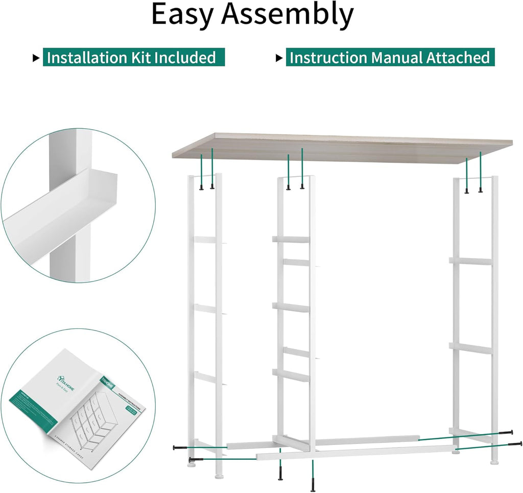 YITAHOME Dresser for Bedroom, 7 Drawers Fabric Dresser, Organizer Unit for Living Room, Hallway, Closets - Sturdy Steel Frame, Wooden Top & Easy Pull Fabric Bins - Grand Goldman