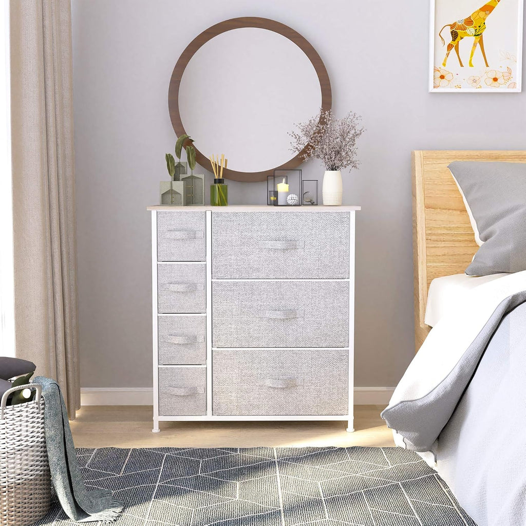 YITAHOME Dresser for Bedroom, 7 Drawers Fabric Dresser, Organizer Unit for Living Room, Hallway, Closets - Sturdy Steel Frame, Wooden Top & Easy Pull Fabric Bins - Grand Goldman