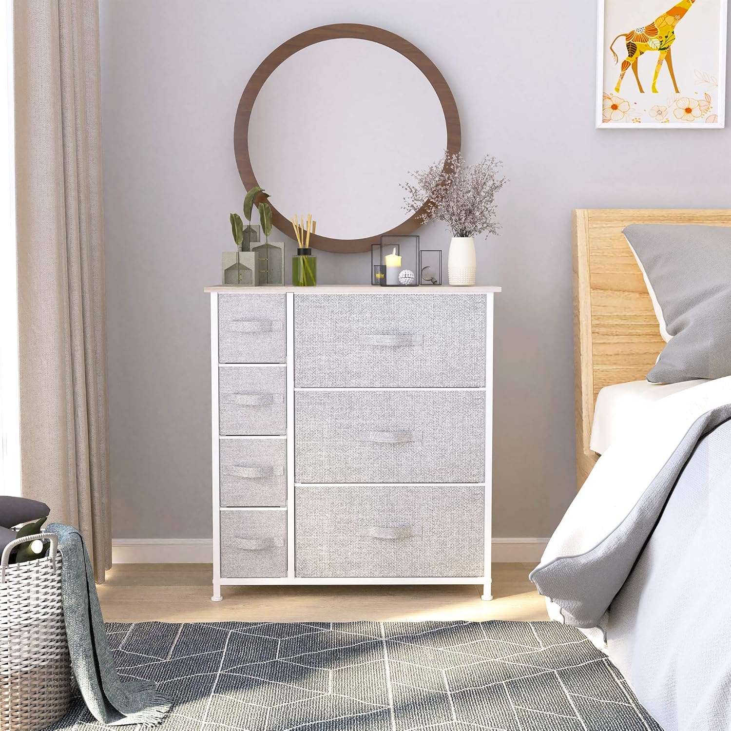 YITAHOME Dresser for Bedroom, 7 Drawers Fabric Dresser, Organizer Unit for Living Room, Hallway, Closets - Sturdy Steel Frame, Wooden Top & Easy Pull Fabric Bins - Grand Goldman