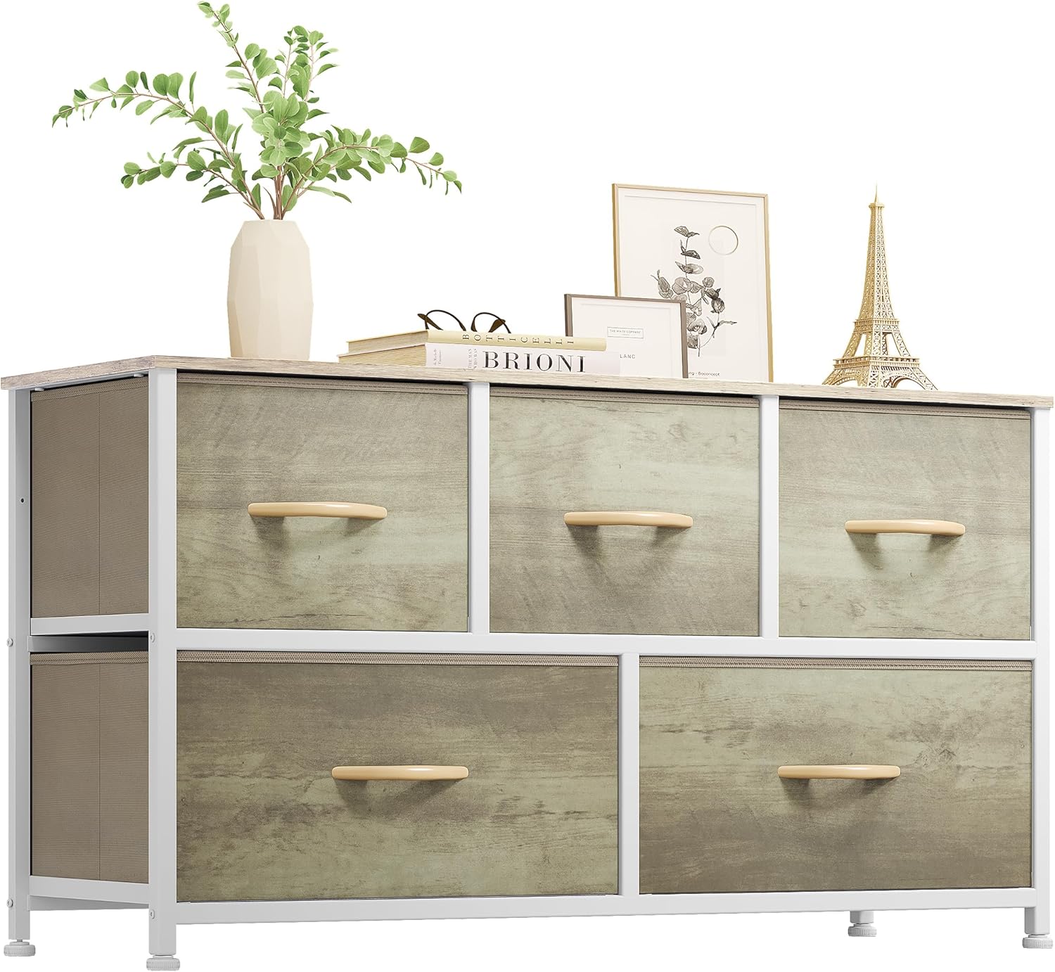 YITAHOME Dresser for Bedroom, 7 Drawers Fabric Dresser, Organizer Unit for Living Room, Hallway, Closets - Sturdy Steel Frame, Wooden Top & Easy Pull Fabric Bins - Grand Goldman