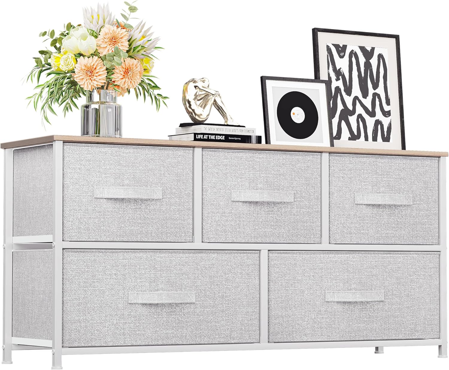 YITAHOME Dresser for Bedroom, 7 Drawers Fabric Dresser, Organizer Unit for Living Room, Hallway, Closets - Sturdy Steel Frame, Wooden Top & Easy Pull Fabric Bins - Grand Goldman