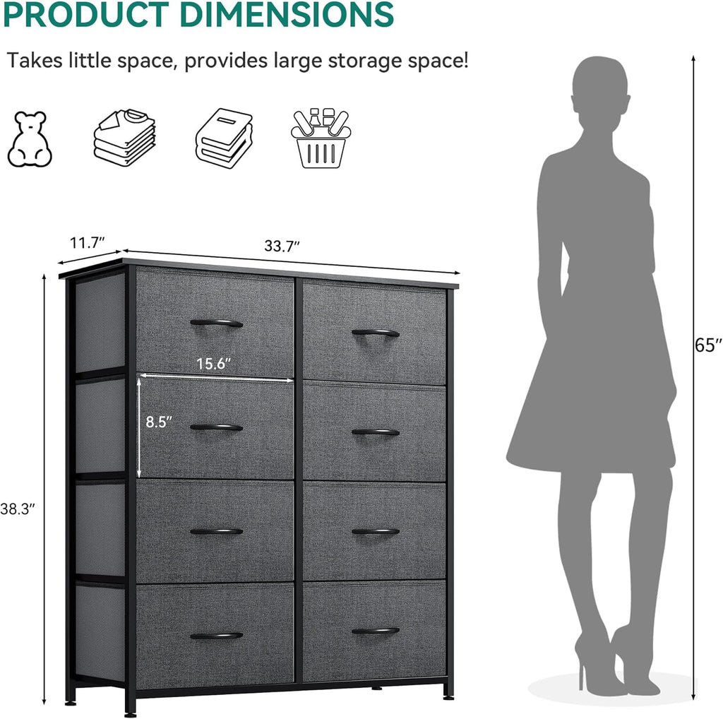 YITAHOME Dresser for Bedroom, Fabric Dresser with 8 Drawers,Tall Dresser,Chest of Drawers for Closet - Grand Goldman