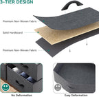 YITAHOME Fabric Dresser with 7 Drawers - Storage Tower with Large Capacity, Organizer Unit for Living Room - Sturdy Steel Frame, Easy Pull Fabric Bins & Wooden Top (Black/Grey) - Grand Goldman