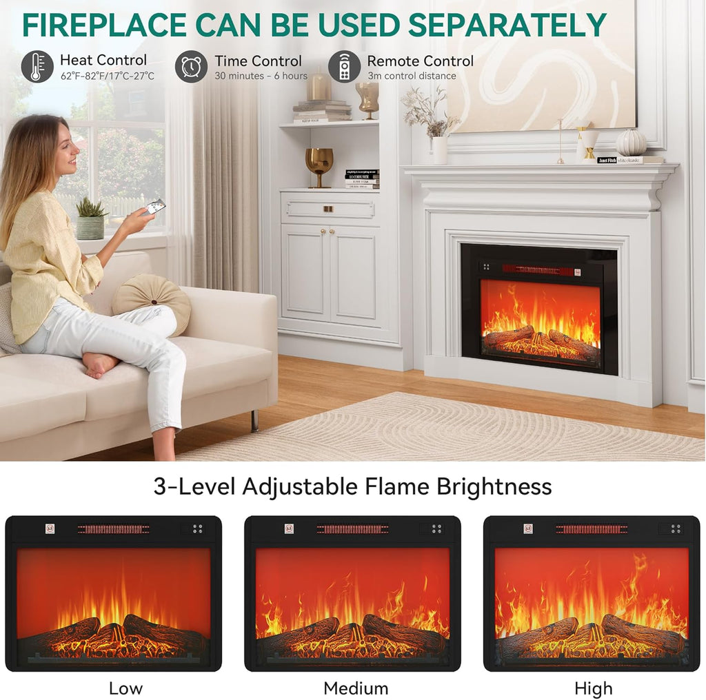 YITAHOME Fireplace TV Stand for TVs up to 80 Inches, Entertainment Center with Fireplace, Farmhouse TV Stands for Living Room, TV Console with Storage Drawers & Cabinets (White 70 Inch) - Grand Goldman