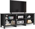 YITAHOME Modern TV Stand for TV up to 80/75/70/65 Inch, Classic Detachable 6 Cubby Media Entertainment Center Console Table with 6 Open Storage Shelves & Cabinets for Living Room, 69'', Black - Grand Goldman