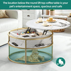 YITAHOME Round Lift Top Coffee Table, Coffee Tables for Living Room with Hidden Storage Compartment, Modern Coffee Table with Storage for Home Office,Round Center Tables Living Room,White and Gold - Grand Goldman