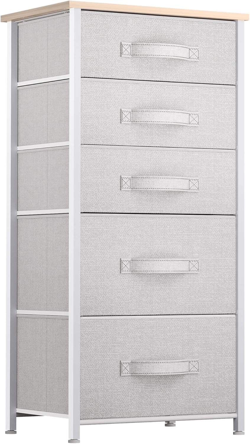 YITAHOME Storage Tower with 4 Drawers - Fabric Dresser, Organizer Unit for Bedroom, Living Room, Closets & Nursery - Sturdy Steel Frame, Easy Pull Fabric Bins & Wooden Top - Grand Goldman