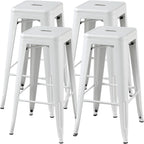 Yaheetech 24 inch barstools Set of 4 Counter Height Metal Bar Stools, Indoor/Outdoor Stackable Bartool Industrial High Backless Stools Black - Grand Goldman