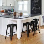 Yaheetech 24 inch barstools Set of 4 Counter Height Metal Bar Stools, Indoor/Outdoor Stackable Bartool Industrial High Backless Stools Black - Grand Goldman