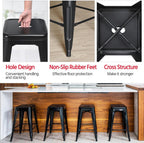 Yaheetech 24 inch barstools Set of 4 Counter Height Metal Bar Stools, Indoor/Outdoor Stackable Bartool Industrial High Backless Stools Black - Grand Goldman