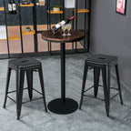 Yaheetech 24 inch barstools Set of 4 Counter Height Metal Bar Stools, Indoor/Outdoor Stackable Bartool Industrial High Backless Stools Black - Grand Goldman
