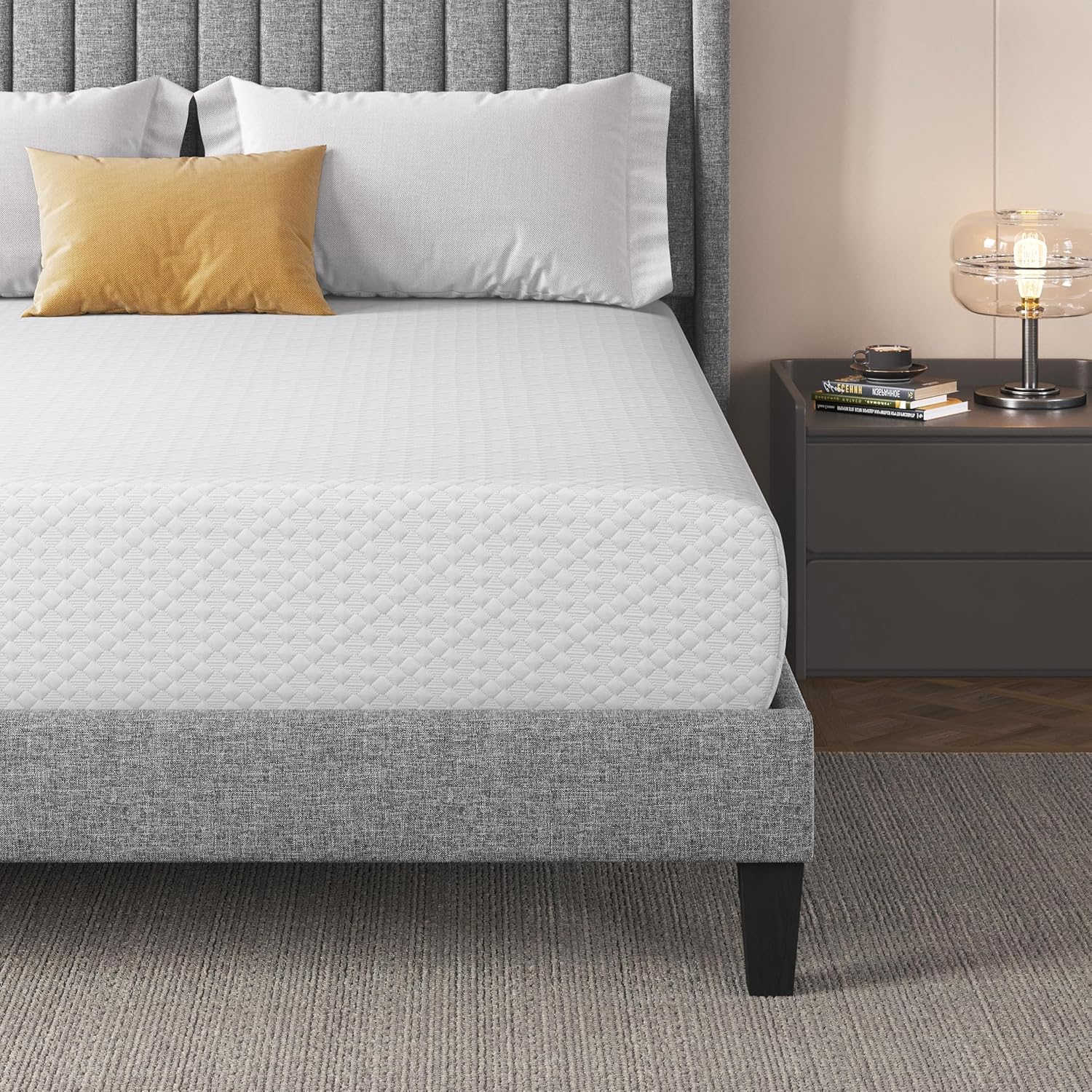 Yaheetech 8 Inch Twin Mattress Cooling Gel Memory Foam Mattress, Green Tea Mattress for Fresher Sleep, Medium Firm, CertiPUR-US Certified, Twin Size Mattress in a Box - Grand Goldman