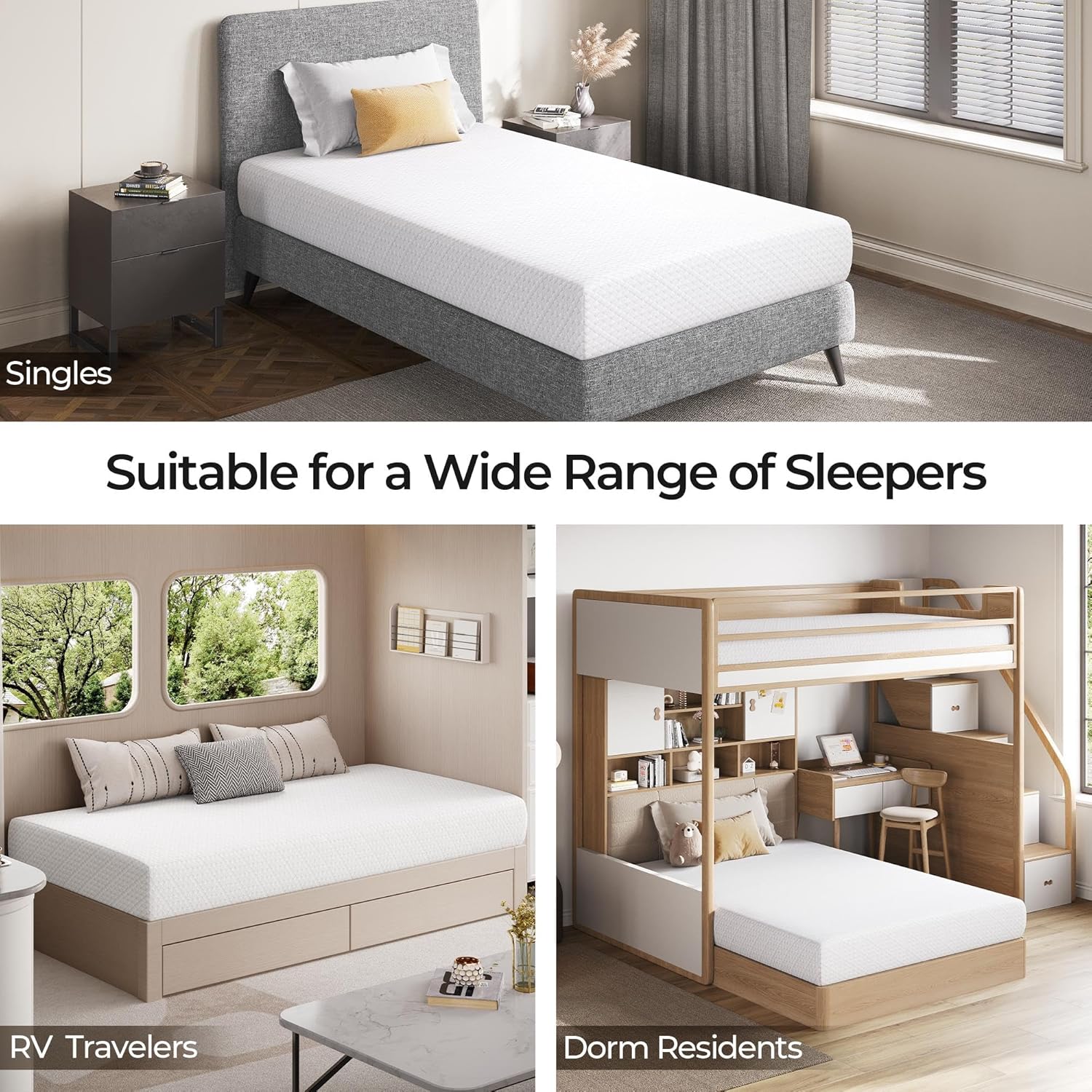 Yaheetech 8 Inch Twin Mattress Cooling Gel Memory Foam Mattress, Green Tea Mattress for Fresher Sleep, Medium Firm, CertiPUR-US Certified, Twin Size Mattress in a Box - Grand Goldman