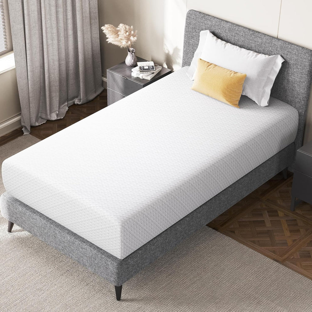 Yaheetech 8 Inch Twin Mattress Cooling Gel Memory Foam Mattress, Green Tea Mattress for Fresher Sleep, Medium Firm, CertiPUR-US Certified, Twin Size Mattress in a Box - Grand Goldman