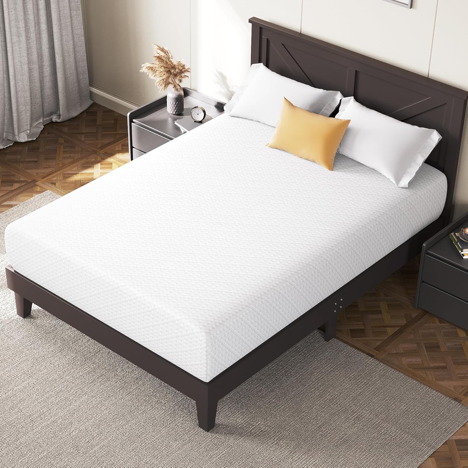 Yaheetech 8 Inch Twin Mattress Cooling Gel Memory Foam Mattress, Green Tea Mattress for Fresher Sleep, Medium Firm, CertiPUR-US Certified, Twin Size Mattress in a Box - Grand Goldman