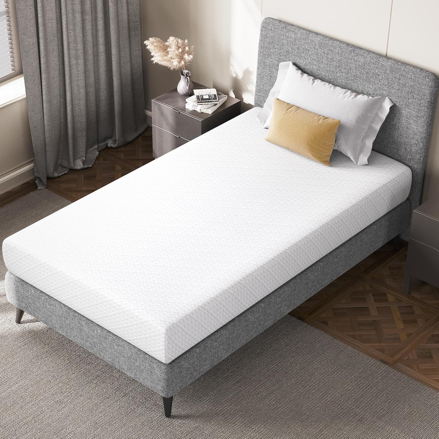 Yaheetech 8 Inch Twin Mattress Cooling Gel Memory Foam Mattress, Green Tea Mattress for Fresher Sleep, Medium Firm, CertiPUR-US Certified, Twin Size Mattress in a Box - Grand Goldman