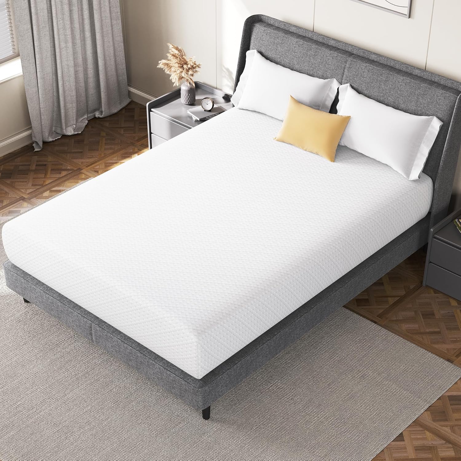 Yaheetech 8 Inch Twin Mattress Cooling Gel Memory Foam Mattress, Green Tea Mattress for Fresher Sleep, Medium Firm, CertiPUR-US Certified, Twin Size Mattress in a Box - Grand Goldman