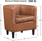 Yaheetech Accent Chair, PU Leather, Modern and Comfortable Armchairs, Upholstered Barrel Sofa Chair for Living Room Bedroom Waiting Room, 2PCS, Brown - Grand Goldman