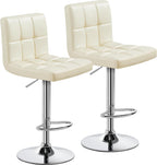Yaheetech Bar Stools Set of 2, Adjustable PU Leather Swivel Barstools, Modern Counter Stools with Back and Footrest, Counter Height Barstools for Bar, Kitchen, Dining Room, Black - Grand Goldman