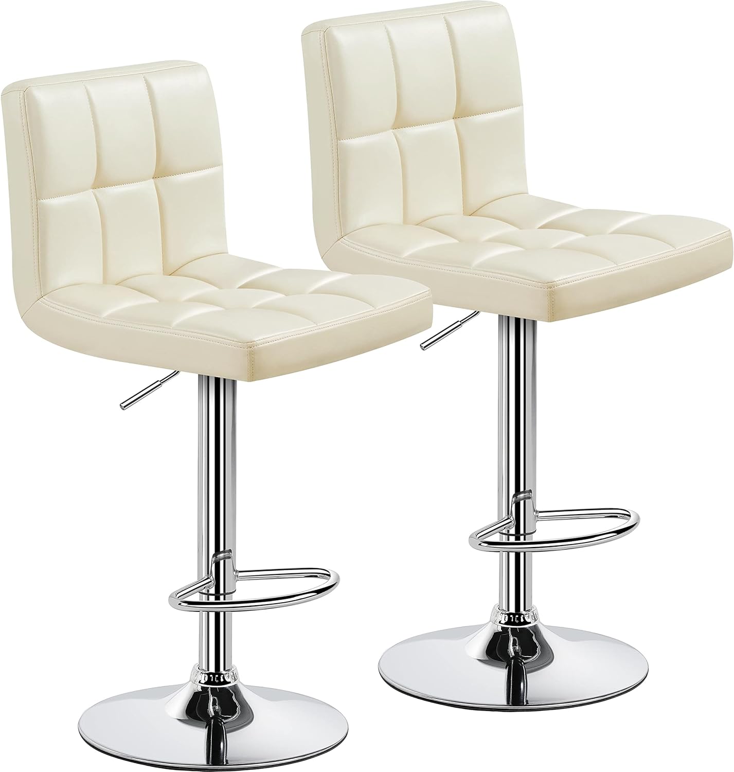 Yaheetech Bar Stools Set of 2, Adjustable PU Leather Swivel Barstools, Modern Counter Stools with Back and Footrest, Counter Height Barstools for Bar, Kitchen, Dining Room, Black - Grand Goldman