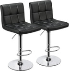 Yaheetech Bar Stools Set of 2, Adjustable PU Leather Swivel Barstools, Modern Counter Stools with Back and Footrest, Counter Height Barstools for Bar, Kitchen, Dining Room, Black - Grand Goldman
