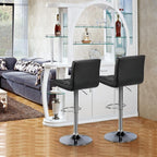 Yaheetech Bar Stools Set of 2, Adjustable PU Leather Swivel Barstools, Modern Counter Stools with Back and Footrest, Counter Height Barstools for Bar, Kitchen, Dining Room, Black - Grand Goldman