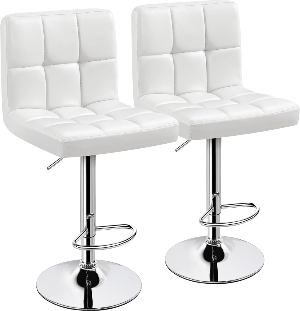 Yaheetech Bar Stools Set of 2, Adjustable PU Leather Swivel Barstools, Modern Counter Stools with Back and Footrest, Counter Height Barstools for Bar, Kitchen, Dining Room, Black - Grand Goldman