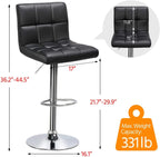 Yaheetech Bar Stools Set of 2, Adjustable PU Leather Swivel Barstools, Modern Counter Stools with Back and Footrest, Counter Height Barstools for Bar, Kitchen, Dining Room, Black - Grand Goldman