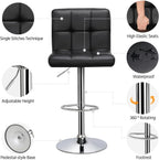 Yaheetech Bar Stools Set of 2, Adjustable PU Leather Swivel Barstools, Modern Counter Stools with Back and Footrest, Counter Height Barstools for Bar, Kitchen, Dining Room, Black - Grand Goldman