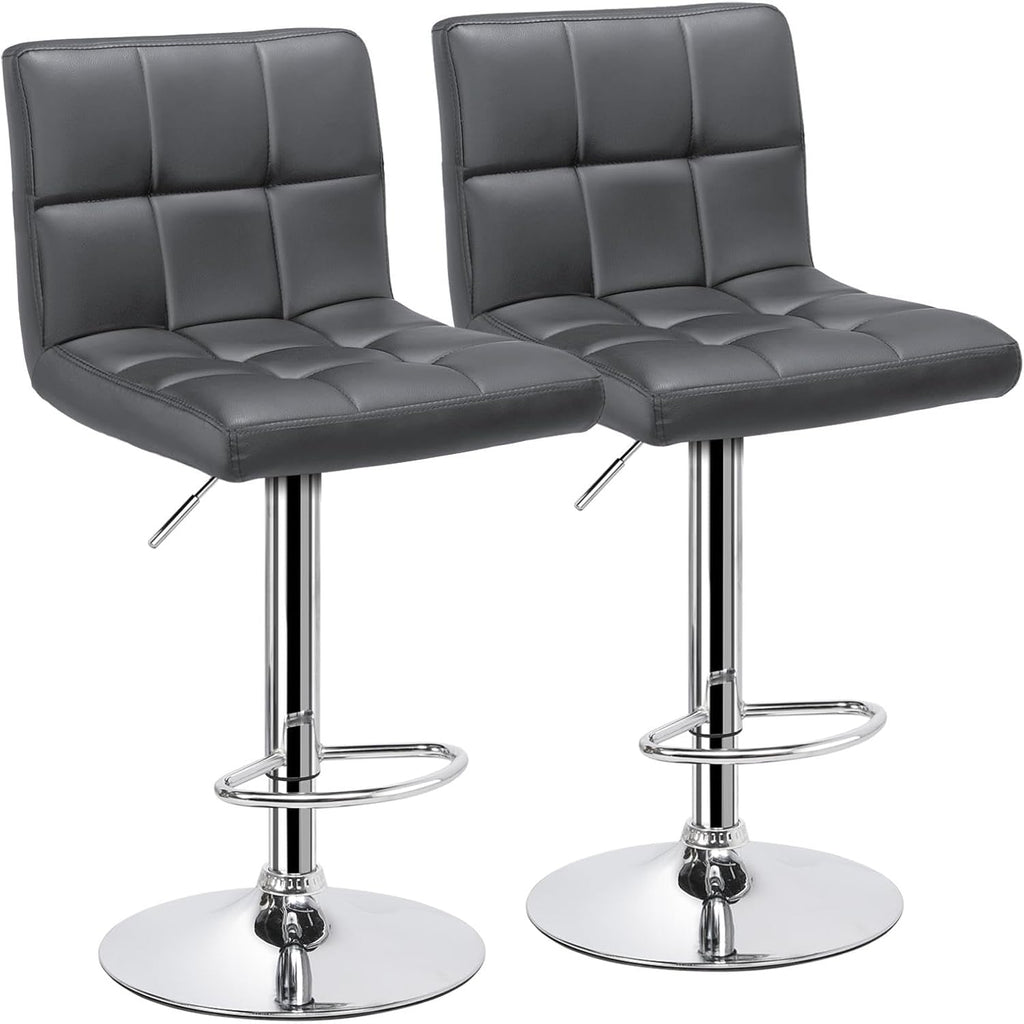 Yaheetech Bar Stools Set of 2, Adjustable PU Leather Swivel Barstools, Modern Counter Stools with Back and Footrest, Counter Height Barstools for Bar, Kitchen, Dining Room, Black - Grand Goldman