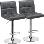 Yaheetech Bar Stools Set of 2, Adjustable PU Leather Swivel Barstools, Modern Counter Stools with Back and Footrest, Counter Height Barstools for Bar, Kitchen, Dining Room, Black - Grand Goldman