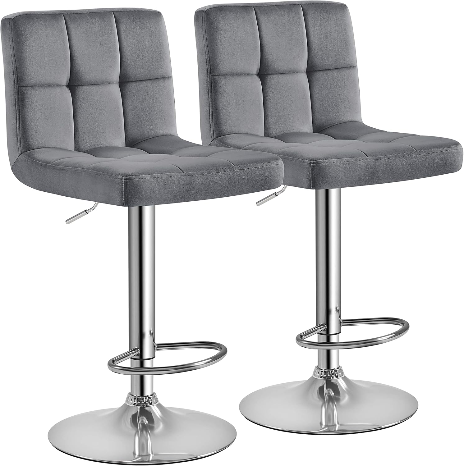 Yaheetech Bar Stools Set of 2, Adjustable PU Leather Swivel Barstools, Modern Counter Stools with Back and Footrest, Counter Height Barstools for Bar, Kitchen, Dining Room, Black - Grand Goldman