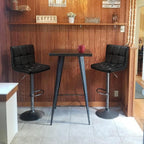 Yaheetech Bar Stools Set of 2, Adjustable PU Leather Swivel Barstools, Modern Counter Stools with Back and Footrest, Counter Height Barstools for Bar, Kitchen, Dining Room, Black - Grand Goldman