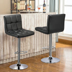 Yaheetech Bar Stools Set of 2, Adjustable PU Leather Swivel Barstools, Modern Counter Stools with Back and Footrest, Counter Height Barstools for Bar, Kitchen, Dining Room, Black - Grand Goldman