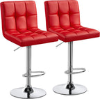 Yaheetech Bar Stools Set of 2, Adjustable PU Leather Swivel Barstools, Modern Counter Stools with Back and Footrest, Counter Height Barstools for Bar, Kitchen, Dining Room, Black - Grand Goldman