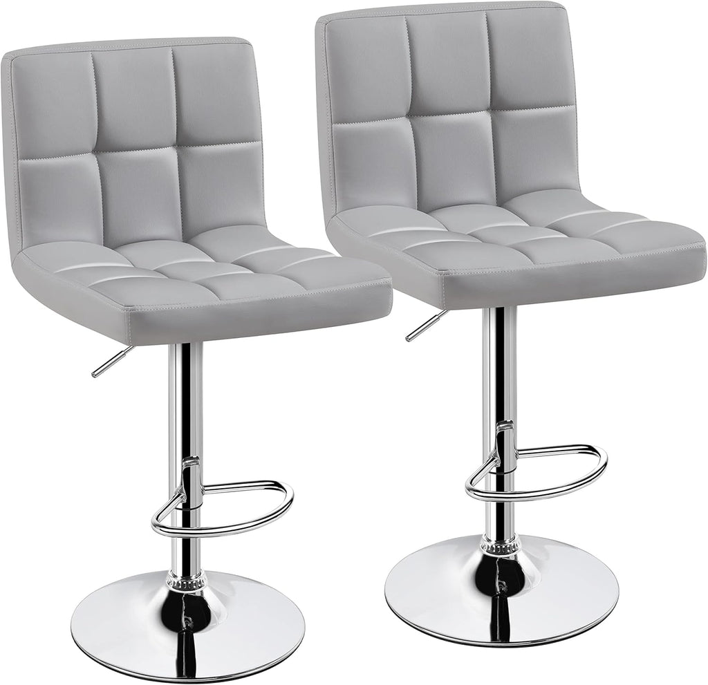 Yaheetech Bar Stools Set of 2, Adjustable PU Leather Swivel Barstools, Modern Counter Stools with Back and Footrest, Counter Height Barstools for Bar, Kitchen, Dining Room, Black - Grand Goldman