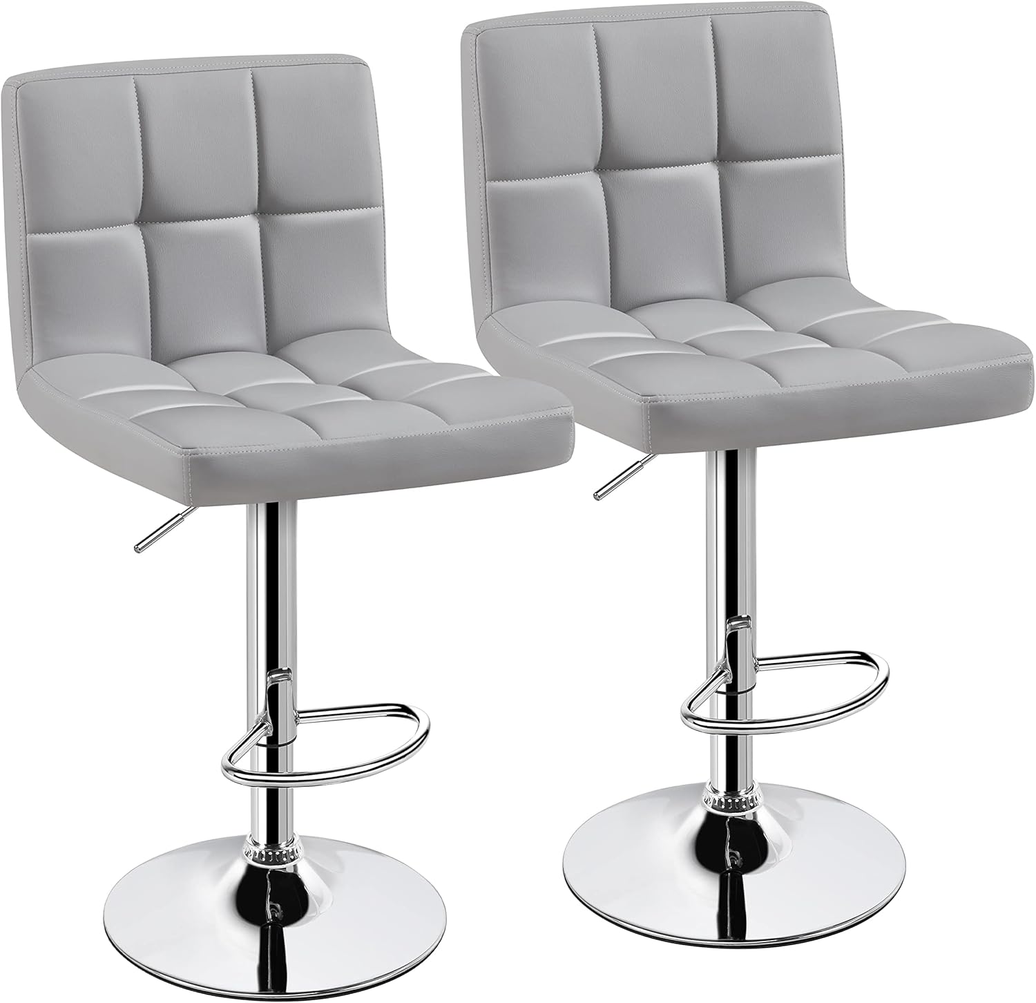 Yaheetech Bar Stools Set of 2, Adjustable PU Leather Swivel Barstools, Modern Counter Stools with Back and Footrest, Counter Height Barstools for Bar, Kitchen, Dining Room, Black - Grand Goldman