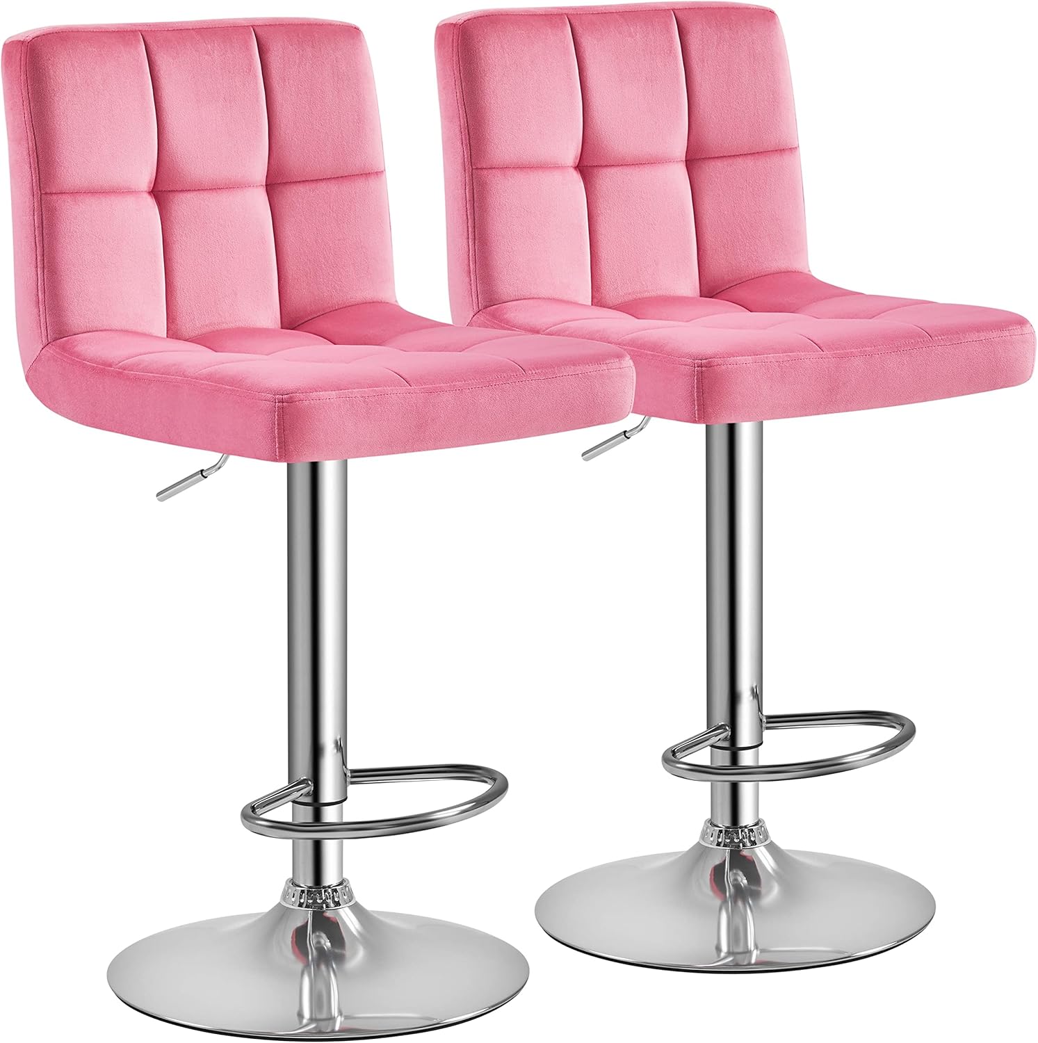 Yaheetech Bar Stools Set of 2, Adjustable PU Leather Swivel Barstools, Modern Counter Stools with Back and Footrest, Counter Height Barstools for Bar, Kitchen, Dining Room, Black - Grand Goldman