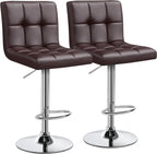 Yaheetech Bar Stools Set of 2, Adjustable PU Leather Swivel Barstools, Modern Counter Stools with Back and Footrest, Counter Height Barstools for Bar, Kitchen, Dining Room, Black - Grand Goldman