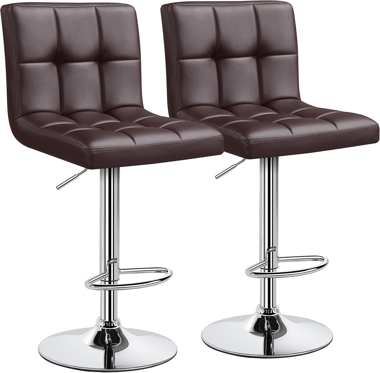 Yaheetech Bar Stools Set of 2, Adjustable PU Leather Swivel Barstools, Modern Counter Stools with Back and Footrest, Counter Height Barstools for Bar, Kitchen, Dining Room, Black - Grand Goldman