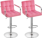 Yaheetech Bar Stools Set of 2, PU Leather Adjustable Swivel Barstools, Hydraulic Kitchen Counter Height Bar Chairs with Armrest and Back for Bar, Kitchen, Dining Room, Black - Grand Goldman