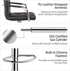 Yaheetech Bar Stools Set of 2, PU Leather Adjustable Swivel Barstools, Hydraulic Kitchen Counter Height Bar Chairs with Armrest and Back for Bar, Kitchen, Dining Room, Black - Grand Goldman