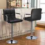 Yaheetech Bar Stools Set of 2, PU Leather Adjustable Swivel Barstools, Hydraulic Kitchen Counter Height Bar Chairs with Armrest and Back for Bar, Kitchen, Dining Room, Black - Grand Goldman