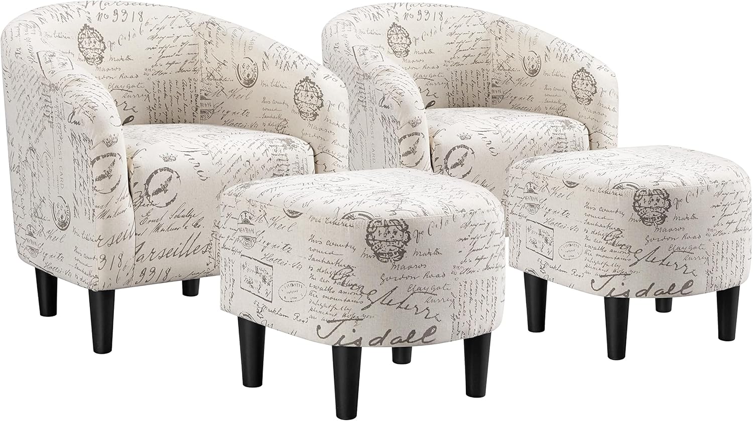 Yaheetech Barrel Chairs, Furry Accent Chairs, Sherpa Chairs with Soft Padded Armrest, Fuzzy Club Chairs for Living Room Bedroom Waiting Room Office, Accent Chairs Set of 2, Ivory - Grand Goldman